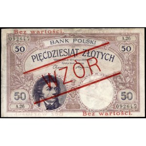 Poland. 1919 50 Zlotych Prefix A.26 WZOR
