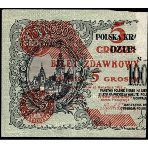 Poland. 1924 5 Groszy Prefix Lewa polowa