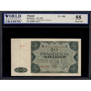 Poland. 1947 20 Zlotych Prefix A