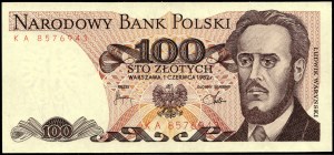 Polen. 1982 100 Zlotych Präfix KA