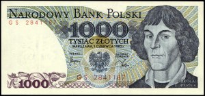 Poland. 1982 1000 Zlotych Prefix GS