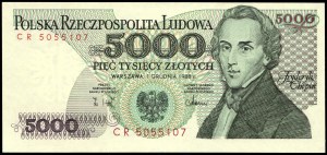 Poland. 1988 5000 Zlotych Prefix CR