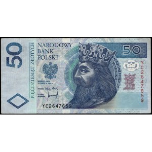 Poland. 1994 50 Zlotych Prefix YC Replacement