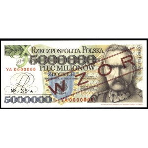 Polen. 1995 5 Millionen Zlotych Vorsilbe YA WZOR