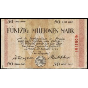 Poland. Wrocław 50 Million Marks 1923