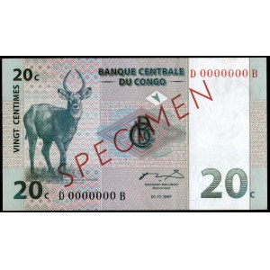 Congo. 20 Centimes 1997 Specimen