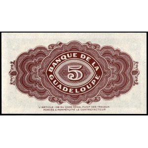 Guadaloupe. 5 Francs 1945 Specimen