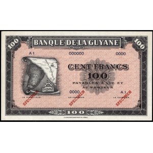 Guyane. 100 Francs 1942 Spécimen