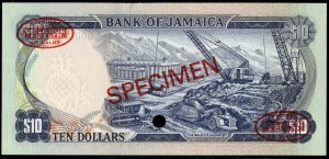 Jamaica. 10 Dollars 1969 TDLR Specimen