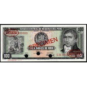 Peru. 100 Soles 1968 TDLR Specimen