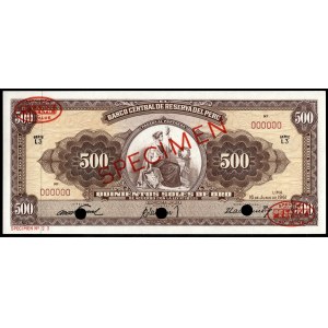 Peru. 500 Soles 1961 TDLR Specimen