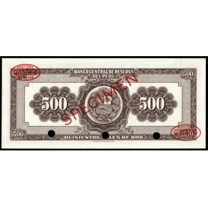 Peru. 500 Soles 1961 TDLR Specimen