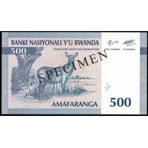 Rwanda. 500 Francs 1994 Specimen