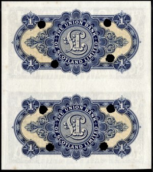 Schottland. Union Bank 1 Pfund 1942 Ungeschnittenes Paar von Exemplaren