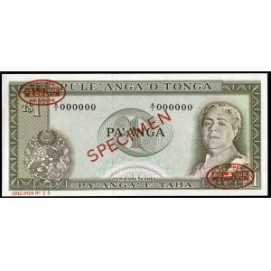 Tonga. 1 Pa Anga 1967 TDLR Specimen