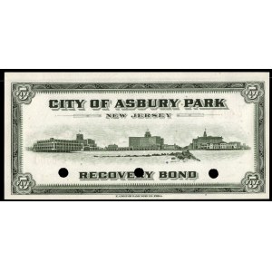 United States of America. Asbury Park Scrip 5 Dollars 1936 Specimen E.A. Wright Bank Note Co.. Phila.