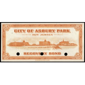 United States of America. Asbury Park Scrip 5 Dollars 1934 Specimen E.A. Wright Bank Note Co.. Phila.