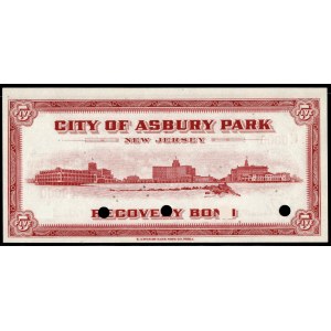 United States of America. Asbury Park Scrip 5 Dollars 1935 Specimen E.A. Wright Bank Note Co.. Phila.