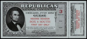 United States of America. Republican National Convention 1952 Rare Guest Unused Ticket