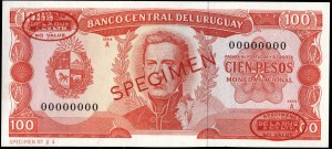 Uruguay. 100 Pesos 1967 Esemplare TDLR