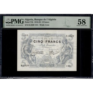 Algeria. 5 Francs 1921