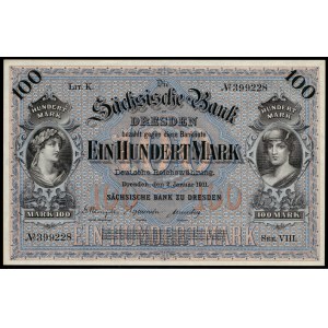Germany. Saxony 100 Mark 1911