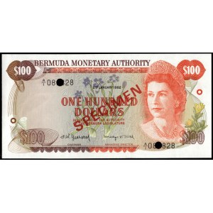 Bermuda. 100 Dollars 1982 TDLR Specimen