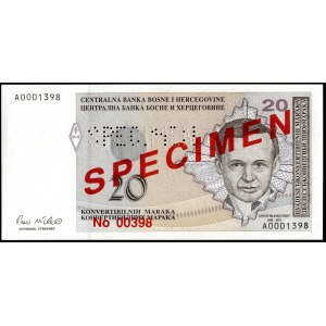 Bosnia and Herzegovina. 20 Maraka 1998 Specimen