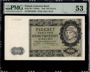 Poľsko. 1940 500 Zlotých Prefix B