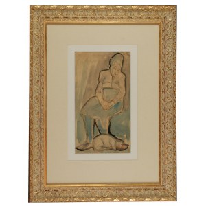 Marek SZWARC (1892-1958), Kobieta z kotem, 1949