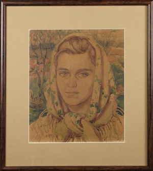 Henryk UZIEMBŁO (1879-1949), Portret córki artysty w chuście