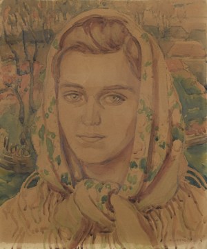 Henryk UZIEMBŁO (1879-1949), Portret córki artysty w chuście