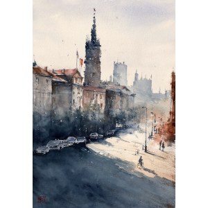 Radoslaw Kuzminski, Urban scene - bicycle on the street, 2025