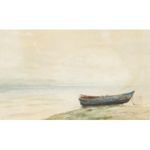 Marian Mokwa (1889-1987), Łódź rybacka na brzegu morza