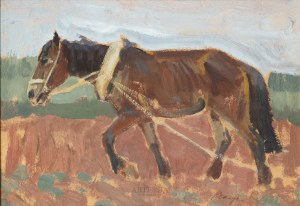 Marian Puffke (1888-1925), Koń na roli, 1914
