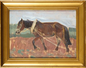 Marian Puffke (1888-1925), Koń na roli, 1914