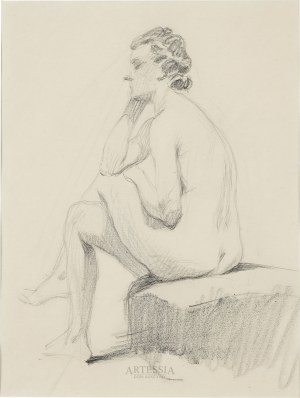 Stanisław Sawiczewski (1866-1943), Akt siedzącej na pufie