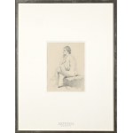 Stanislaw Sawiczewski (1866-1943), Nude of a woman sitting on a pouffe