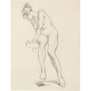Stanislaw Sawiczewski (1866-1943), Nude of a woman sitting on a bench
