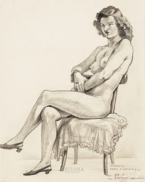 Zygmunt Kamiński (1888-1969), Modelka (ładna) - Szkic z natury, 1957