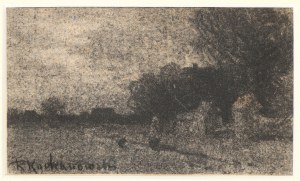 Roman Kochanowski (1857-1945), Pejzaż z postacią przy bramie