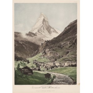 Edward Harrison Compton (1881-1960) d'après, Vue de Zermatt et du Cervin
