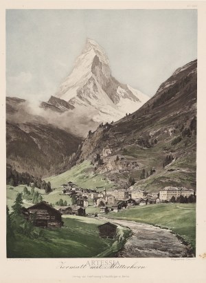 Edward Harrison Compton (1881-1960) według, Widok na Zermatt i Matterhorn
