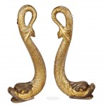 Manufacture unrecognized, 1st half of 19th century, Pair of dolphins - decorative elements of a piece of furniture