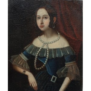 A.N.(XVIII/XIX w.) ,Portret kobiety ze sznurem pereł