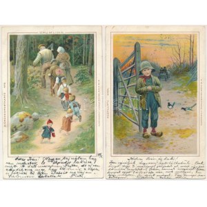 1899 (Vorläufer) - 2 db RÉGI (1905 előtti) Wilhelm Boehme litho művészlap / 2 pre...