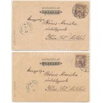 2 db RÉGI (1905 előtti) litho művészlap biciklivel. Rigler J. E. r.t. / 2 pre-1905 bicycle art postcards...