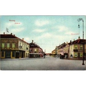 Kőszeg, Király út, Strucz szálloda, Kopfstein Mór és Bernát üzlete. Róth Jenő kiadása