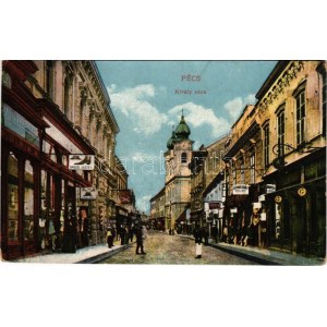 1925 Pécs, Király utca, Spiegel József, Hoffmann J. Károly üzlete. Vasúti levelezőlapárusítás 8737. 1917. (fl...