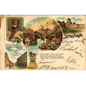 1899 (Vorläufer) Szigetvár, Várrom, Zrínyi Miklós halála és szobra, Biedermann utca. Corvin könyvnyomda kiadása...